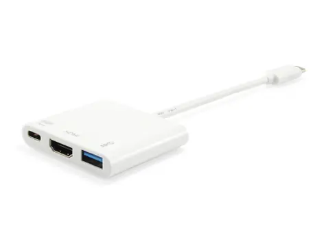 Equip Dock USB-C 3v1 bílá / Dokovací stanice / HDMI / USB-A 3.2 / USB-C PD 60W / 0,15 m