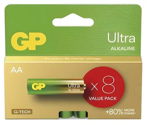 GP AA Ultra alkalická / Baterie / LR6 / 1,5 V / 8 ks