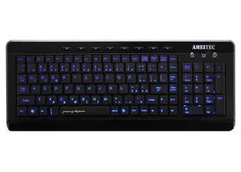 AMEI AM-K3001B černá / Drátová klávesnice / CZ layout / USB / Modré podsvícení / Multimediální klávesy