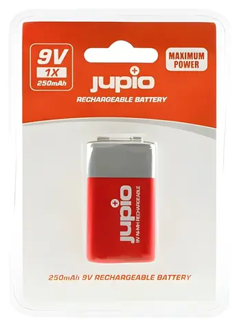 Jupio dobíjecí baterie 9V 250 mAh (1ks) / Baterie / Nabíjecí / 9V (6LR61)