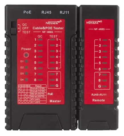 W-STAR WSNF468S / Tester kabelů / RJ45, RJ11 / PoE test 802.3af/at / UTP/STP