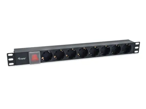 Equip PDU 8x Schuko černá / Zásuvková lišta do racku / 1U / IEC C14 / vypínač / 10 A / 2500 W