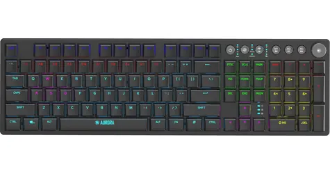 iBOX Aurora K-6 černá / Herní klávesnice / mechanická / KRGD Red switch / RGB / 2,4 GHz + BT / numerická klávesnice