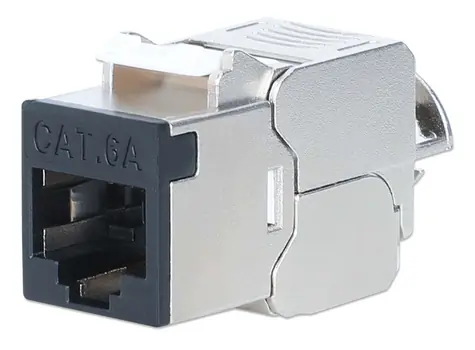 Intellinet Keystone modul Cat6a STP černá / Keystone modul / RJ-45 / 10GBase-T / stíněný / PoE (802.3bt)