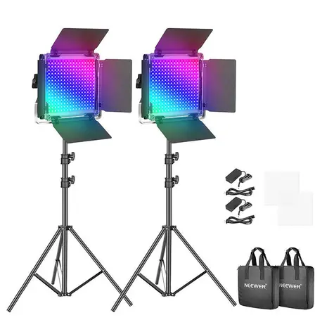 Neewer 660 PRO RGB LED / Sada studiových světel / 2x 50W / 3200–5600K / CRI97+ / stativy