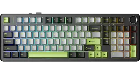 Aula F99 Pro GrayWood V3 černá / Mechanická herní klávesnice / RGB / drátová i bezdrátová / USB-C