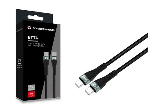 Conceptronic USB-C - USB-C černá / Kabel / USB 2.0 / 480 Mbit/s / PD 100 W / 2 m