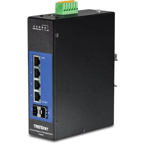 TRENDnet Průmyslový switch 6-port Gigabit / Switch / 4x Gigabit + 2x SFP / Managed L2+ / DIN lišta / -40 až 75 °C