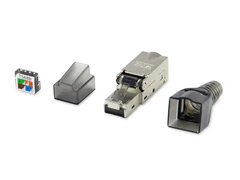 Equip Cat6a stříbrná / Konektor RJ45 / stíněný / pozlacené kontakty / bez nářadí / 5 ks
