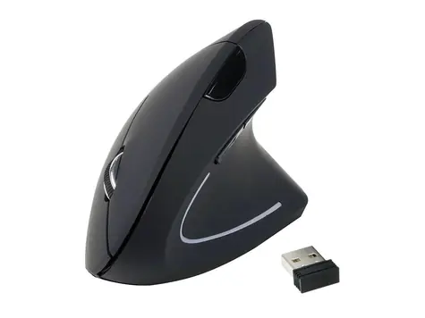 Equip Ergonomická bezdrátová myš černá / Myš / USB-A nano přijímač / 800-1600 DPI / 5 tlačítek