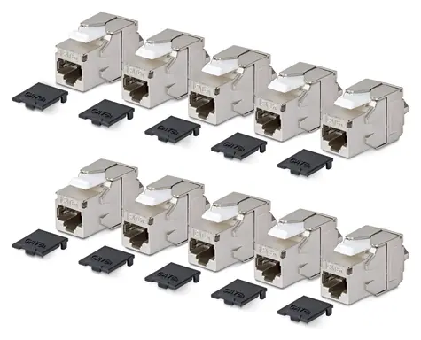 StarTech Keystone Jack stříbrná / Keystone Jack / Cat6A / stíněný / 180° / bez nářadí / 10 ks