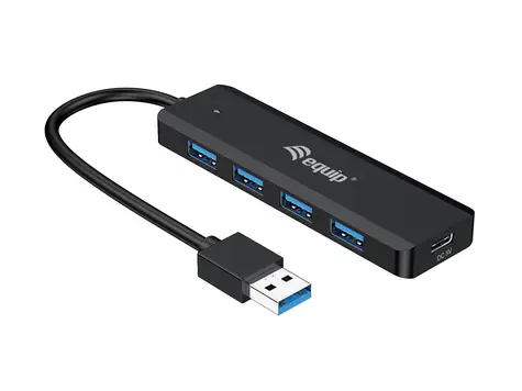 Equip USB Hub 4 porty černá / USB hub / 4x USB-A 3.2 Gen 1 / adaptér USB-C / 5 Gbps