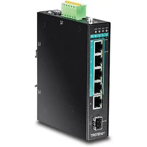 TRENDnet TI-PG541 / Průmyslový switch / 5 portů / 4x Gigabit PoE+ / 120 W / L2 unmanaged / DIN-Rail