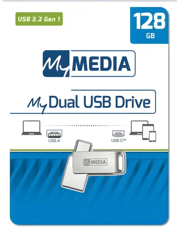 MyMedia MyDual 128GB stříbrná / Flash disk / USB-C/USB-A / USB 3.2 Gen 1