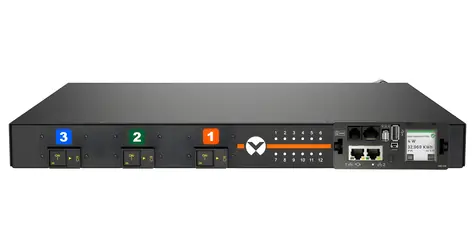 Vertiv PowerIT černá / Rack PDU / s měřením a přepínáním zásuvek / 0U / 11kW / 12x C13/C19 / 240/415V