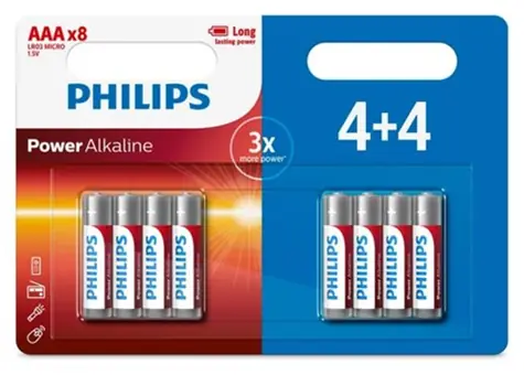 Philips LR03P8BP/10 / Baterie / AAA (LR03) / Alkalické / 4+4 ks