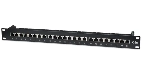 Intellinet 513487 černá / Patch panel / Cat5e STP / 24 portů / RJ-45 / 1U / 19