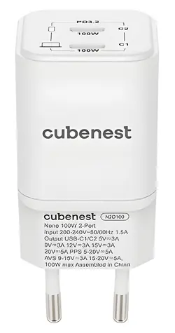 Cubenest PD Nano Adaptér 100W bílá / Síťový adaptér / USB-C / PD