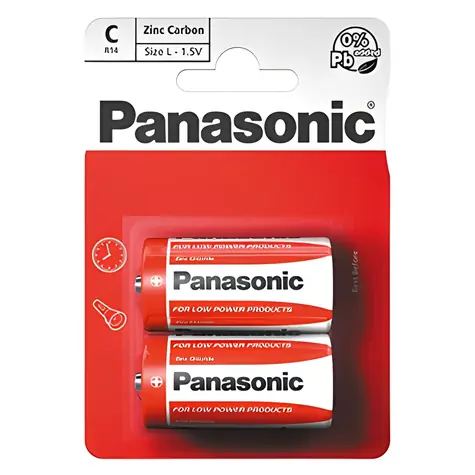 Panasonic Zinkouhlíková baterie C 2 ks / Baterie / Zinkouhlíková / 1,5 V