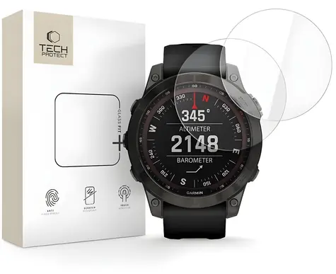 Tech-Protect Glass Fit+ sklo pro Garmin Fenix 7/7 Pro čiré / Ochranné tvrzené sklo / 2 ks v balení
