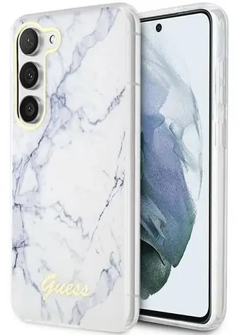GUESS Marble bílá pro Samsung Galaxy S23 / Kryt / hardcase