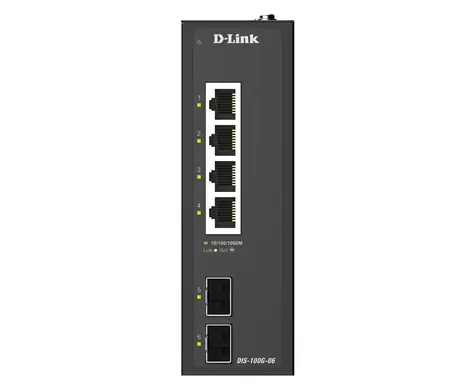 D-Link DIS-100G-06 / Switch / 4x 10/100/1000 / 2x SFP Gigabit / průmyslový / unmanaged / DIN lišta