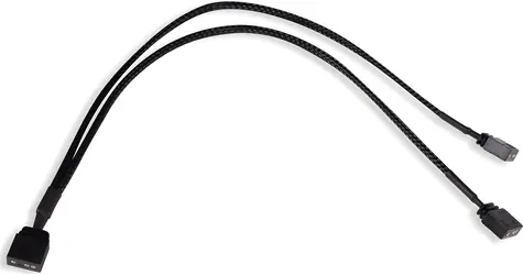 Alphacool Y-Splitter aRGB 3-pin na 2x 3-pin 30cm černá / Kabel / aRGB rozbočovač / 30 cm