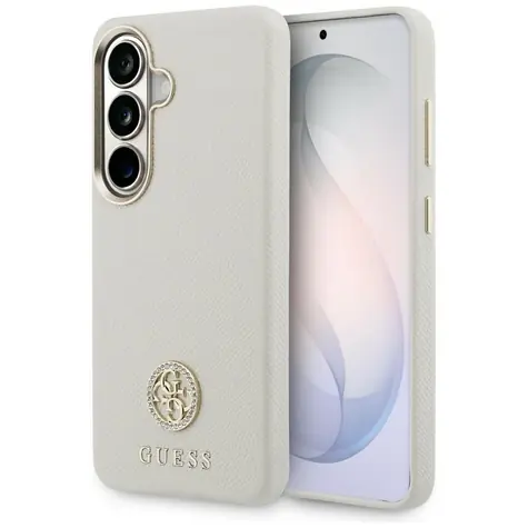 Guess Rhinestone Round Logo MagSafe béžová / Zadní kryt / Samsung Galaxy S26+ / MagSafe / Štrasové kamínky