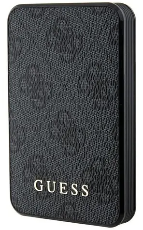 Guess PU 4G Leather Metal Logo černá / Powerbanka / 5000mAh / 15W