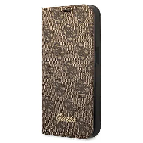 Guess GUBKP14XHG4SHW 4G Vintage Gold Logo hnědá / Pouzdro / Book / Apple iPhone 14 Pro Max / 6,7