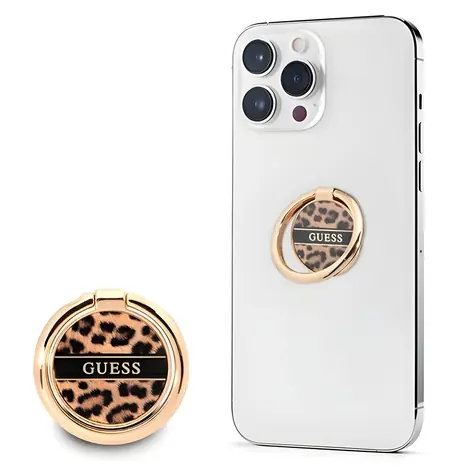 GUESS Ringstand Leopard hnědá / Držák na telefon