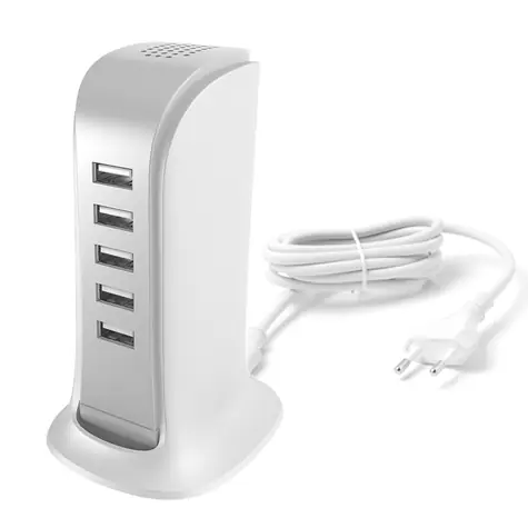 Dudao A5EU bílá / Síťová nabíječka s kabelem / 5x USB-A