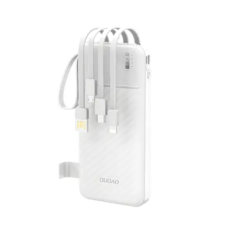 Dudao K11 10000mAh bílá / Powerbanka / s vestavěnými kabely