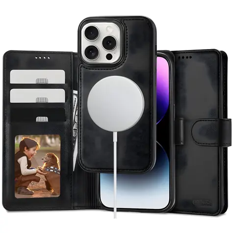Tech-Protect Wallet MagSafe černá / Pouzdro pro Apple iPhone 16 Pro / MagSafe / Peněženka