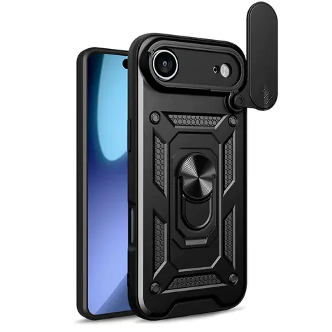 Hurtel Hybrid Armor CamShield pro iPhone 17 Air černá / Kryt / Se stojánkem / Krytka kamery