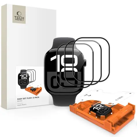 Tech-Protect Easy Set Flex+ 40mm černá / Ochranné tvrzené sklo pro Apple Watch / 3 ks v balení
