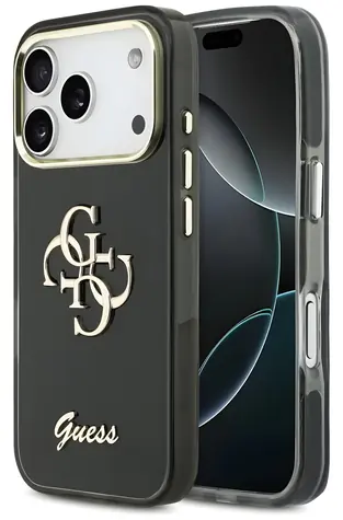 Guess IML 4G Script Metal černá / Zadní kryt / iPhone 17 Pro