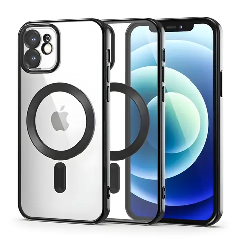 Tech-Protect MagShine Line černá / Kryt / Apple iPhone 12 / MagSafe
