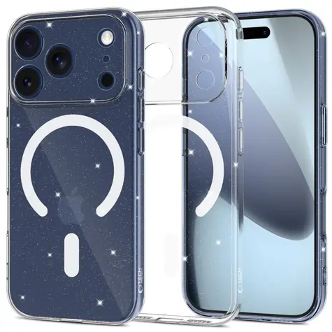 Tech-Protect FlexAir MagSafe čirá s třpytkami / Kryt / Apple iPhone 17 Pro Max / MagSafe / Silikon