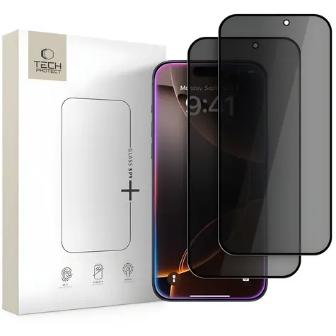 Tech-Protect Glass Spy+ / Tvrzené sklo / Privacy / Apple iPhone 16 Pro/17/17 Pro / 2 ks