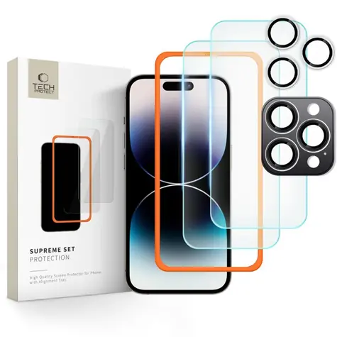 Tech-Protect Supreme Set Apple iPhone 16 Pro / Ochranné sklo / 3 ks / transparentní