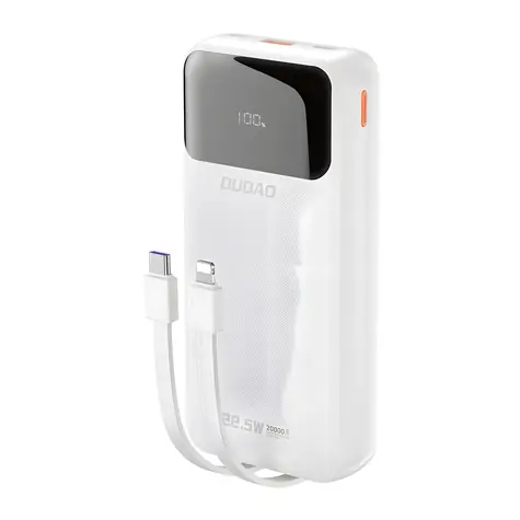 Dudao K15Pro 20000mAh bílá / Powerbanka / USB-C / USB-A / vestavěné kabely Lightning / USB-C / 22.5W