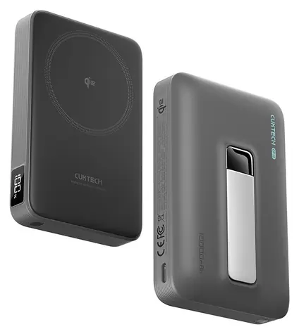 Cuktech WPB100 černá / Powerbanka / Qi2 magnetická bezdrátová / 30W / 10000mAh / stojánek