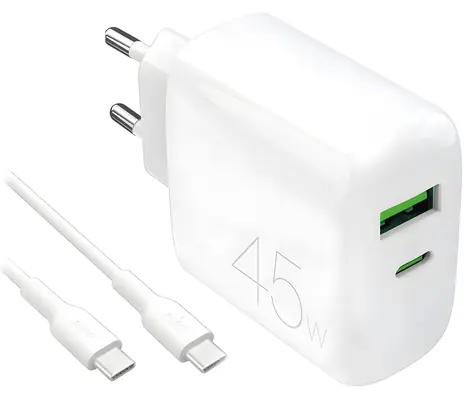 Puro Daily PRO LITE bílá / Nabíjecí sada / USB-A + USB-C / PD 45W / kabel USB-C
