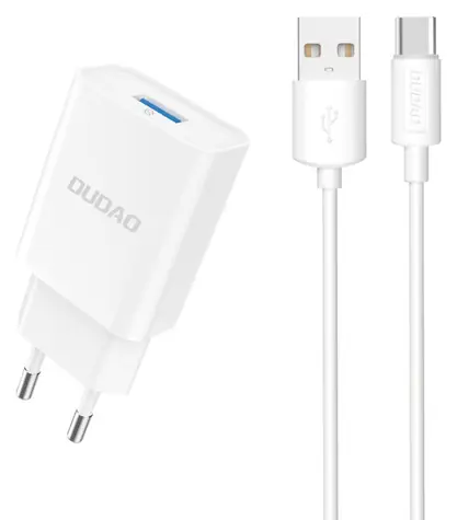 Dudao A4EU síťová nabíječka s kabelem USB-C bílá / USB-A / 2.1A