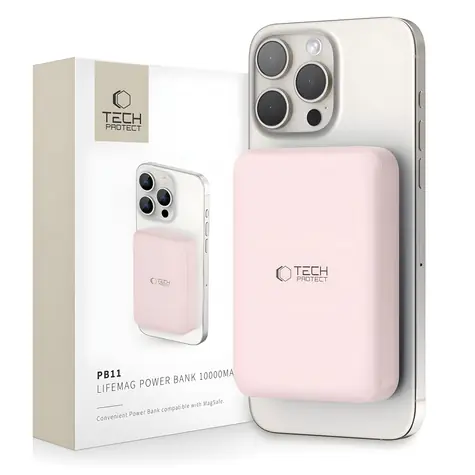 Tech-Protect LifeMag PB11 růžová / Powerbanka / MagSafe / 10000 mAh / 15W / USB-C