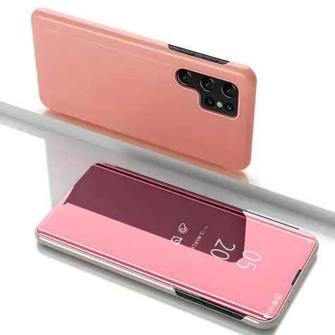 Hurtel Clear View pouzdro pro Samsung Galaxy S25 Ultra růžové / Pouzdro / Flip / průhledné okénko