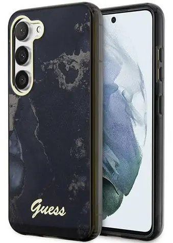 GUESS Golden Marble černá pro Samsung Galaxy S23 / Kryt / hardcase