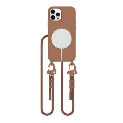 Tech-Protect MagNecklace hnědá / Kryt pro Apple iPhone 12 a 12 Pro / MagSafe / šňůrka na krk