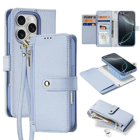 Dux Ducis Lawa iPhone 16 Pro modrá / Pouzdro / kožené / odnímatelná peněženka / magnetické